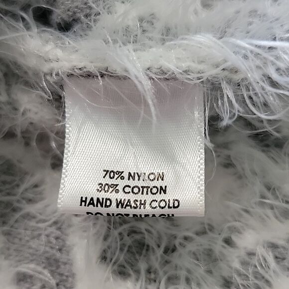 The Limited Gray and White Zippered Long Sleeve Eyelash Cardigan Sweater - Small - Picture 16 of 16